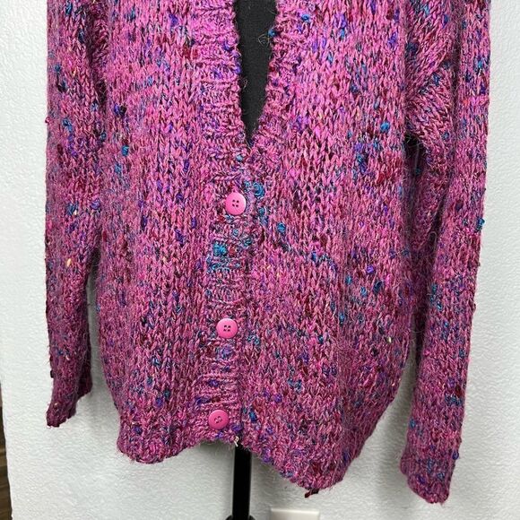 Lucia 80’s Style Purple Speckled Button Up Shoulder Pad Wool Blend Cardigan Sz M - Picture 5 of 10